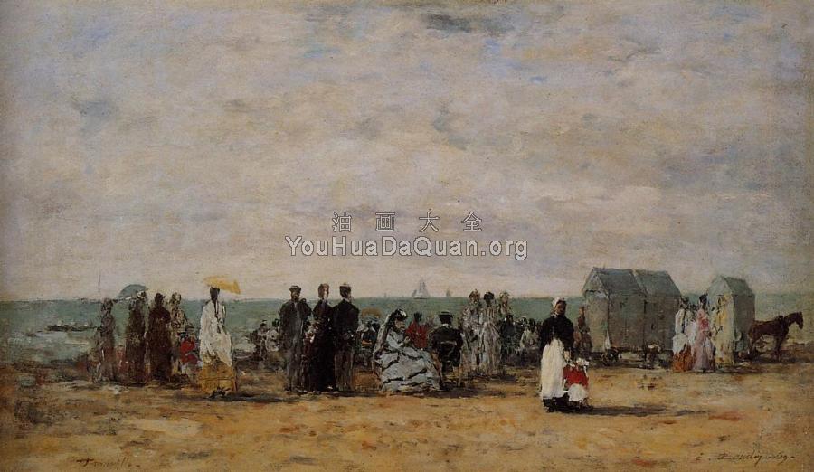 The Beach at Trouville - 尤金·布丹